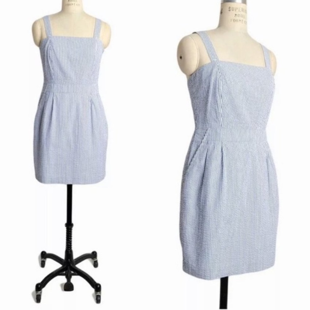 L.L. Bean Light Blue Seersucker Dress